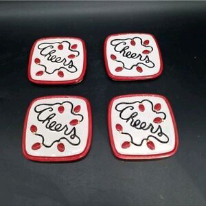 Fitz & Floyd "Cheers" Ceramic Set of 4 Coasters